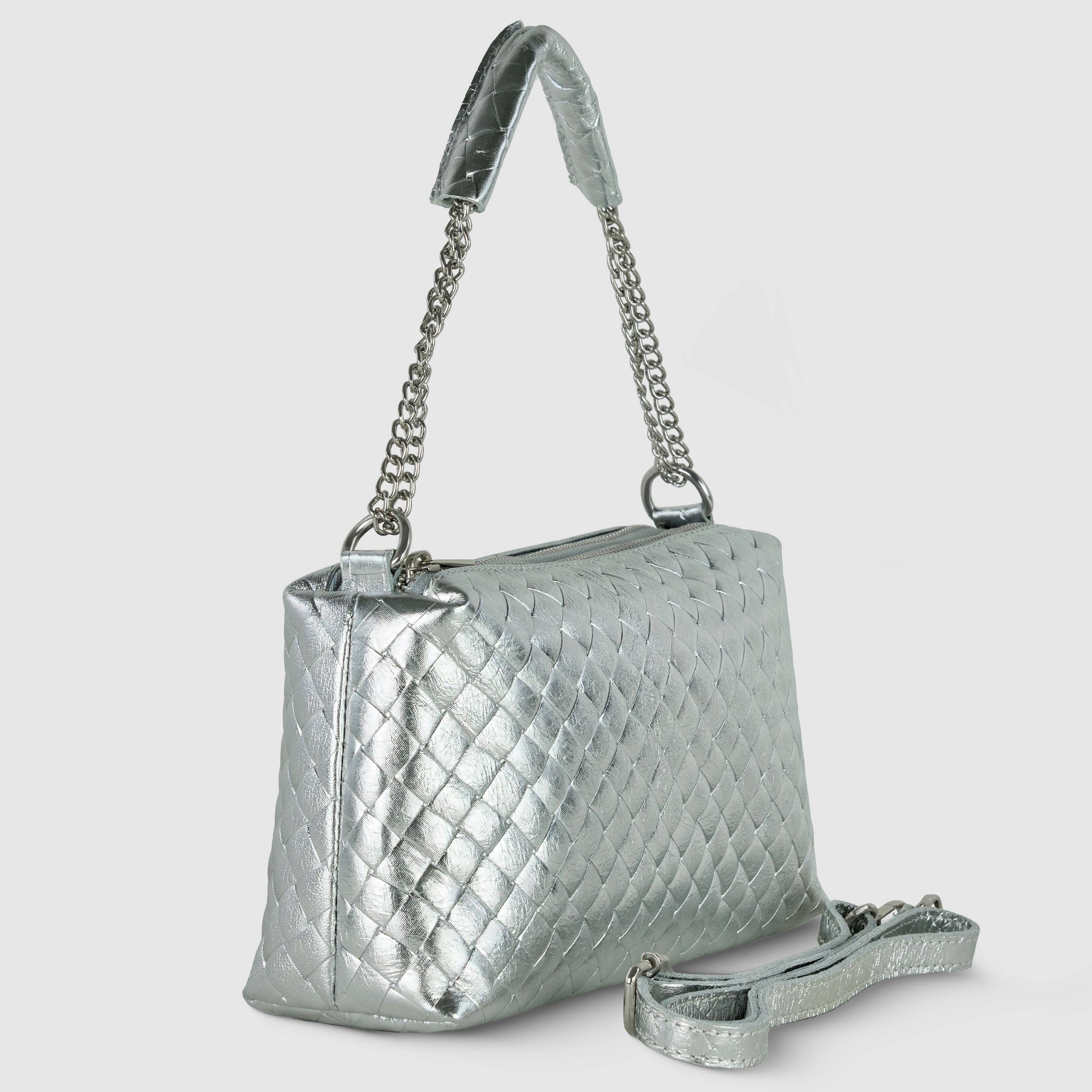 TAKEASY - Wholesale Shoulder Bag - Women's - Weave Metallic Suede Leather Crossbody Bag9