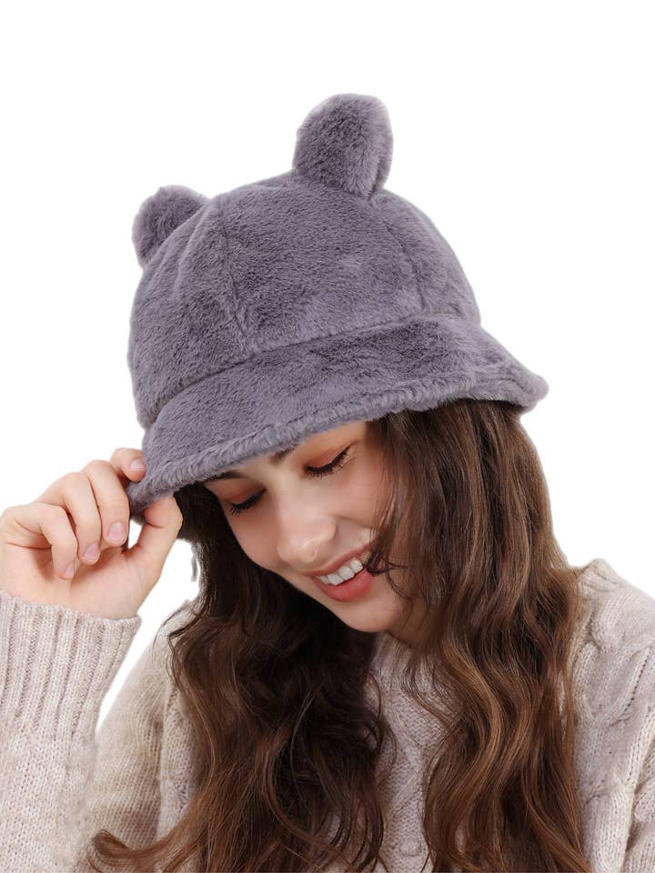 JC308003 Faux Fur Bear Bucket Hat for wholesale by JC Sunny Fashion