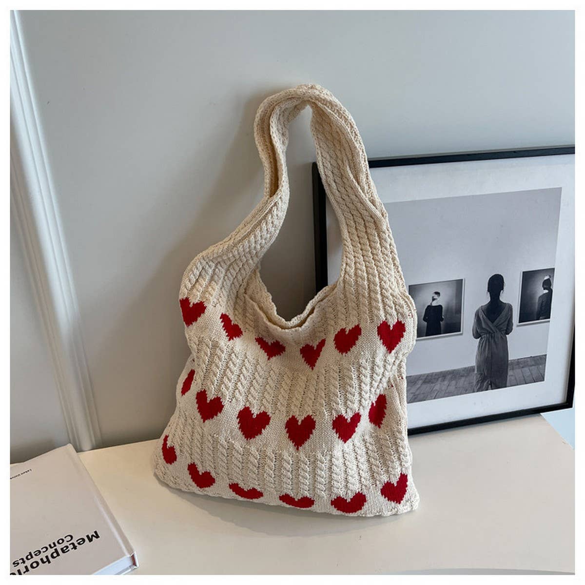 NINEXIS - Wholesale Tote Bag - Women's - CWAB1951_HEART KNIT TOTE BAG5