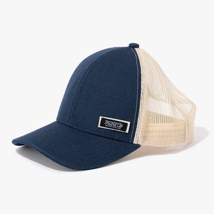 Trunx Hemp Hat - Trucker Style (Dark Navy & Oyster) for wholesale by Trunx