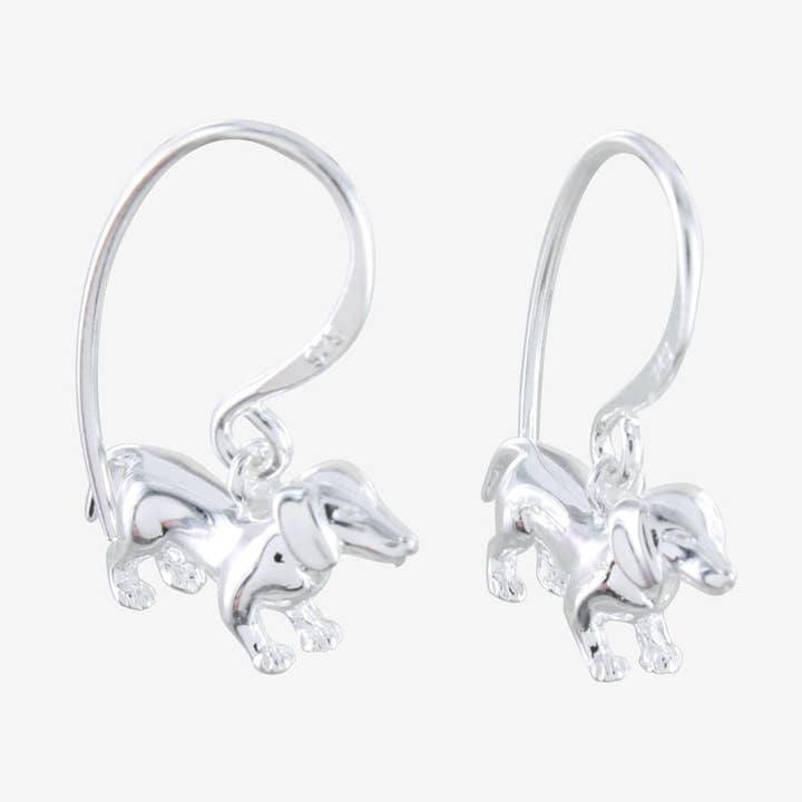 Dachshund Sterling Silver Drop Earrings for wholesale by REEVES & REEVES
