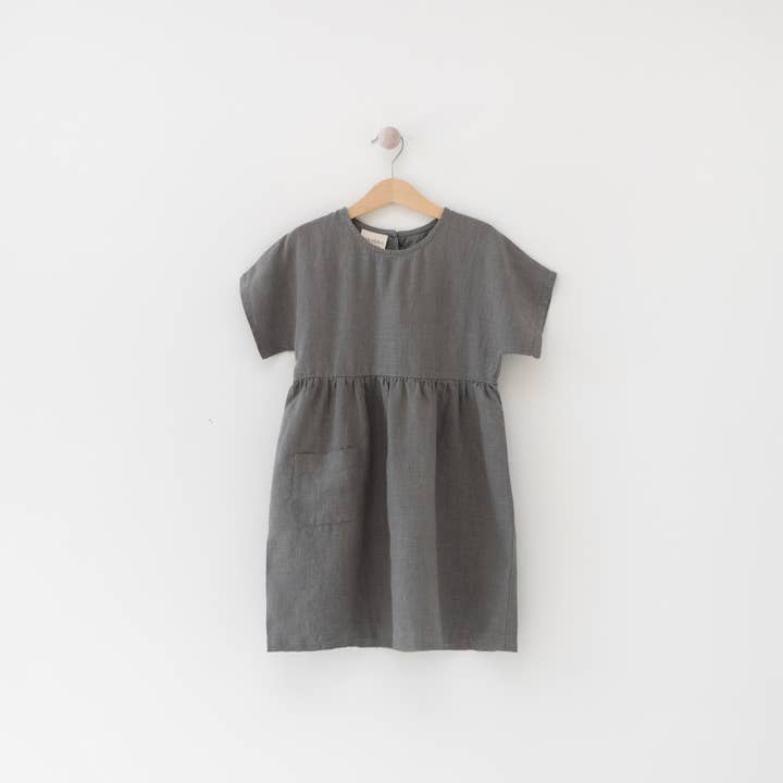 lekokko - Vendita all'ingrosso Vestito - Bambini - Abito Luna in lino grigio realizzato in Lituania