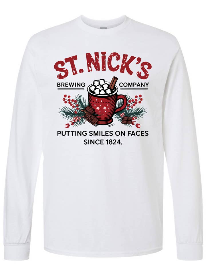 Christmas St. Nick Hot Cocoa for wholesale by Holy Shirts and Signs