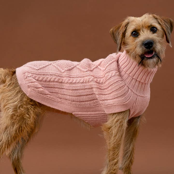 Blassrosa Aran-Alpaka-Hundepullover für den Großhandel von Alqo Wasi