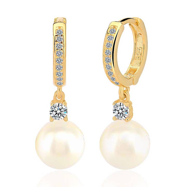 Cubic Zircon & Pearl earring in Sterling silver for wholesale by NYMAN JEWELERS
