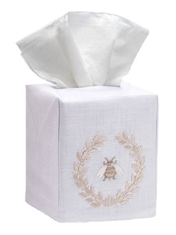 Tissue Box Cover, Napoleon Bee Wreath (Beige) for wholesale by Jacaranda Living