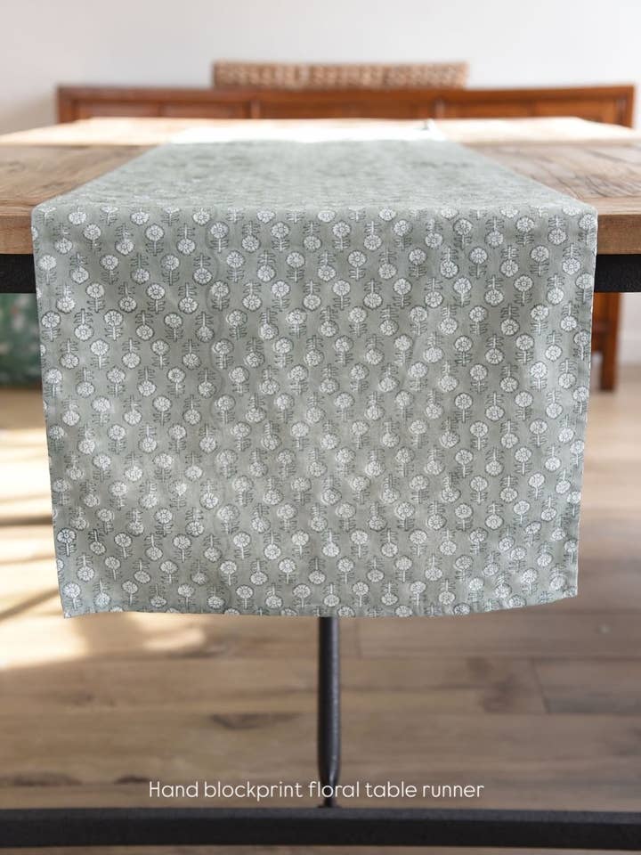 Ruthie Block Print Table Runner for wholesale by peony + olive
