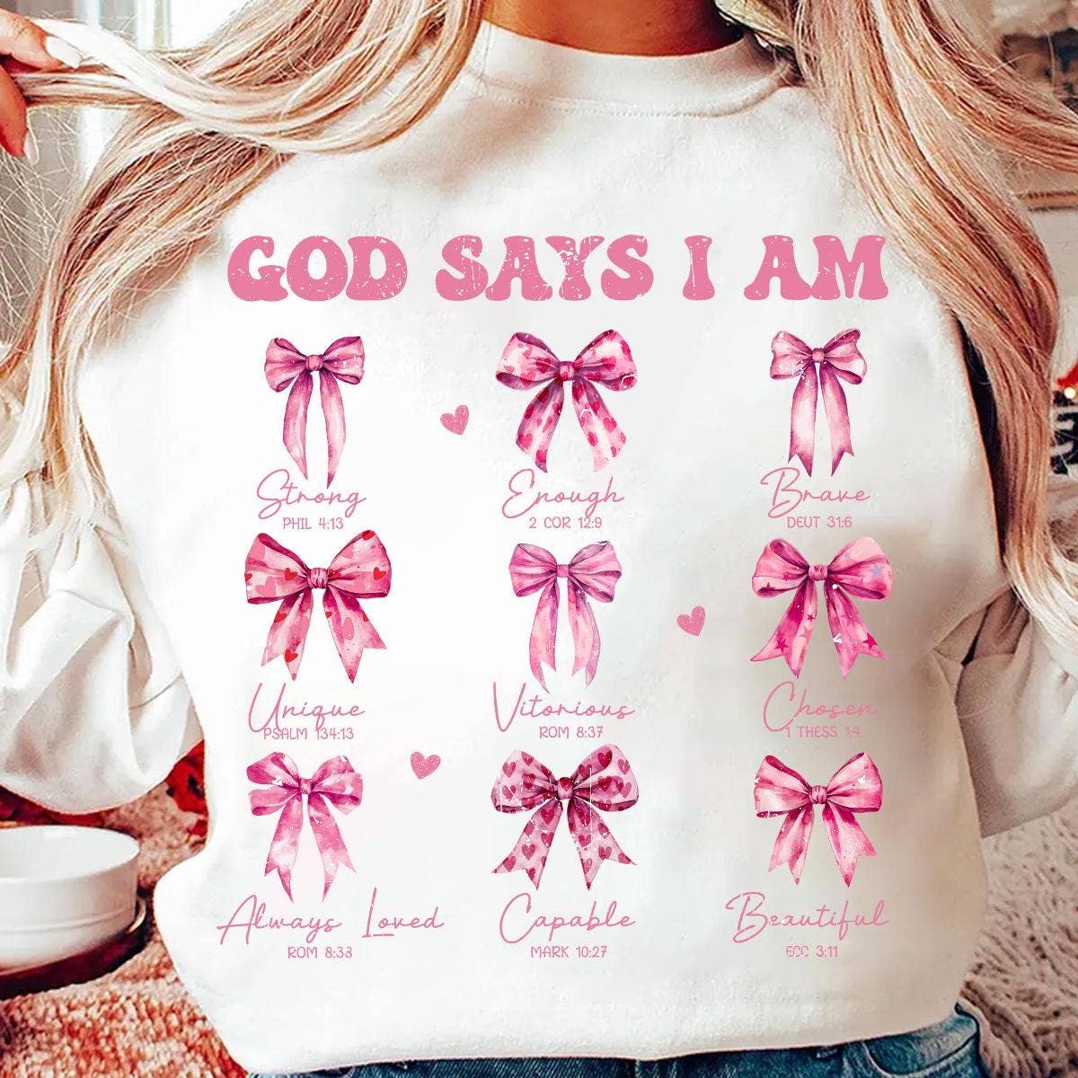 NVC Ecommerce LLC - Wholesale T-Shirt (Graphic) - Women's - God Says I Am Coquette Bow Shirt, God Says I Am Sweatshirt1