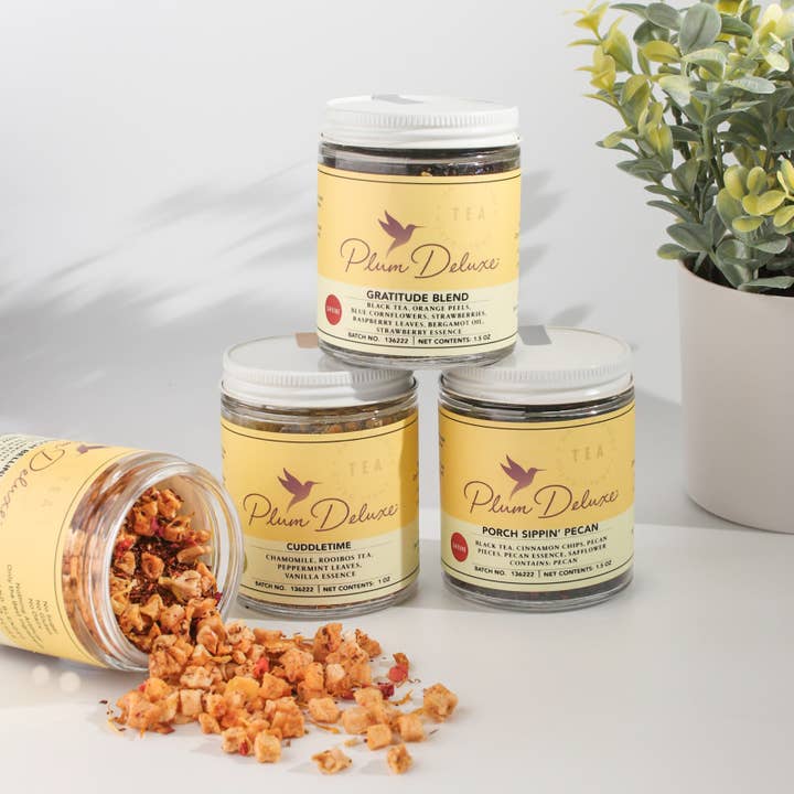 Plum Deluxe Tea - Wholesale Loose Tea - Self Care Herbal Loose Leaf Tea in Glass Jars - Case of 6
