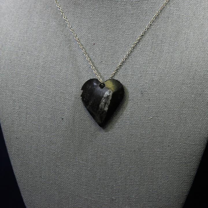 Orthoceras Fossil Heart Pendant – Sold By Piece for wholesale by Cold River Mining