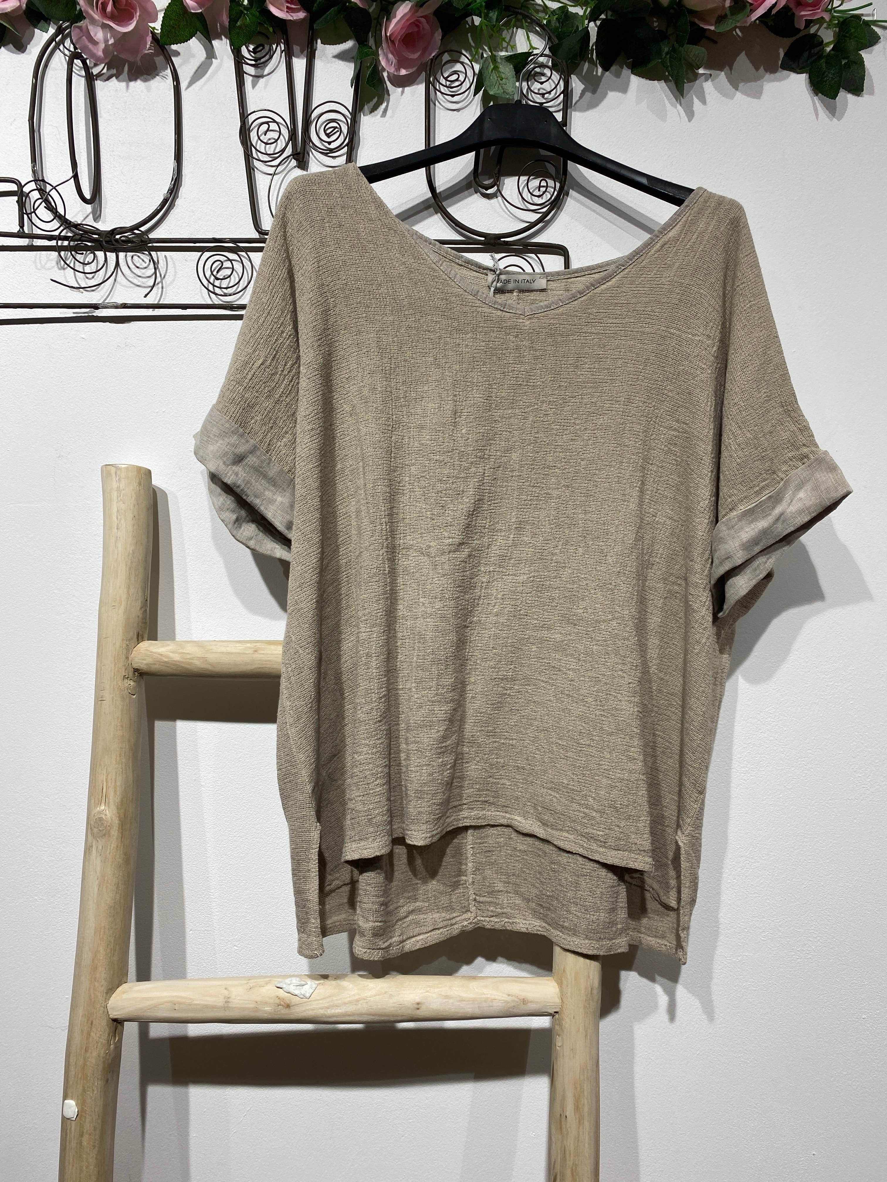 LINEN & COTTON HOUSE – Blusa - Mulher por atacado – Camisa de algodão e linho tamanho único40