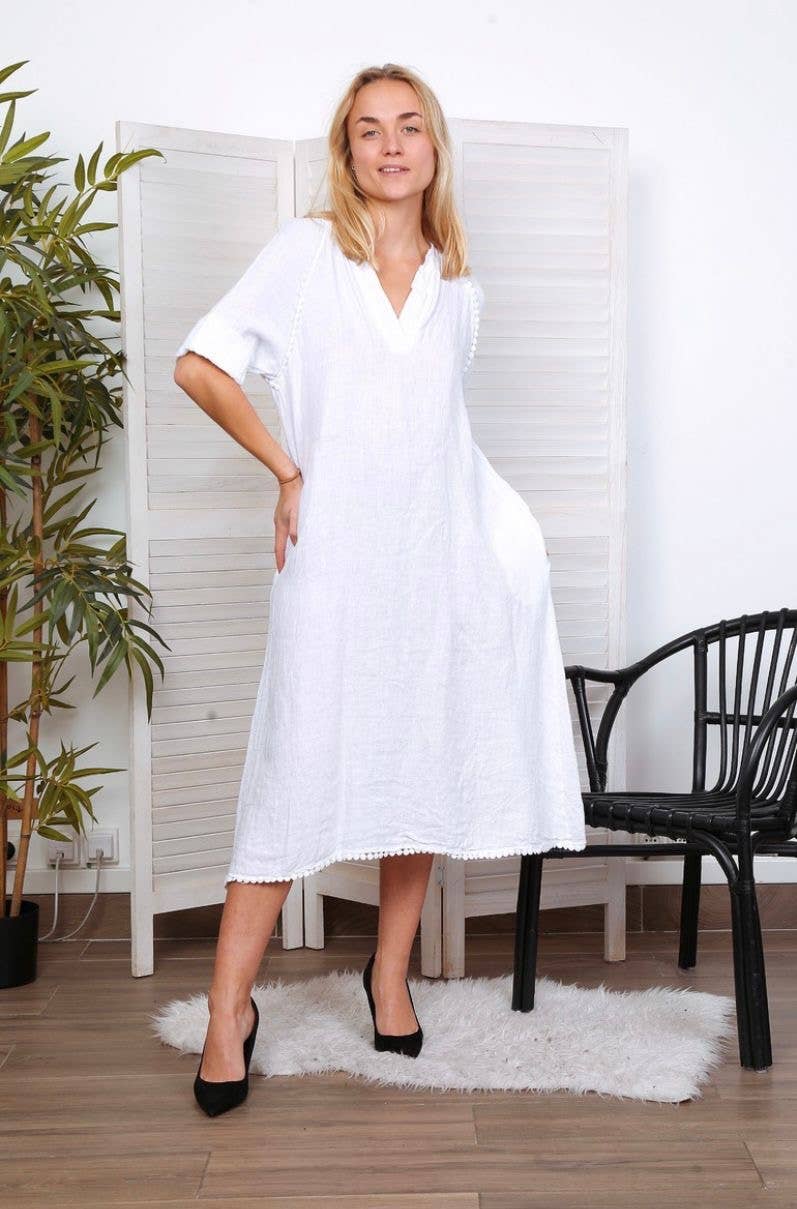LÉA & LUC - Wholesale Dress - Women's - Long dress in 100% linen REF.716167