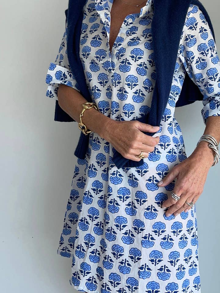 Pink Pineapple - Vente Robe – femme - Robe à manches 3/4 imprimée Sconset (Bleue)3