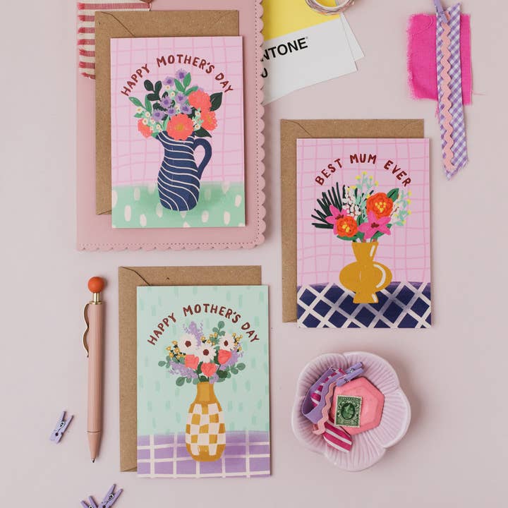 Jessie Maeve Studio – wholesale Mother’s Day card – Chic Vases Best Mum Ever Card