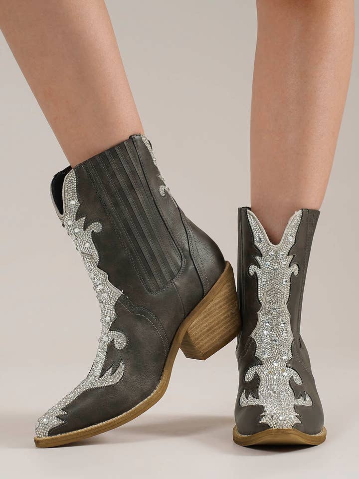 ADELA-55 Embellished Western Booties for wholesale by BEAST FASHION