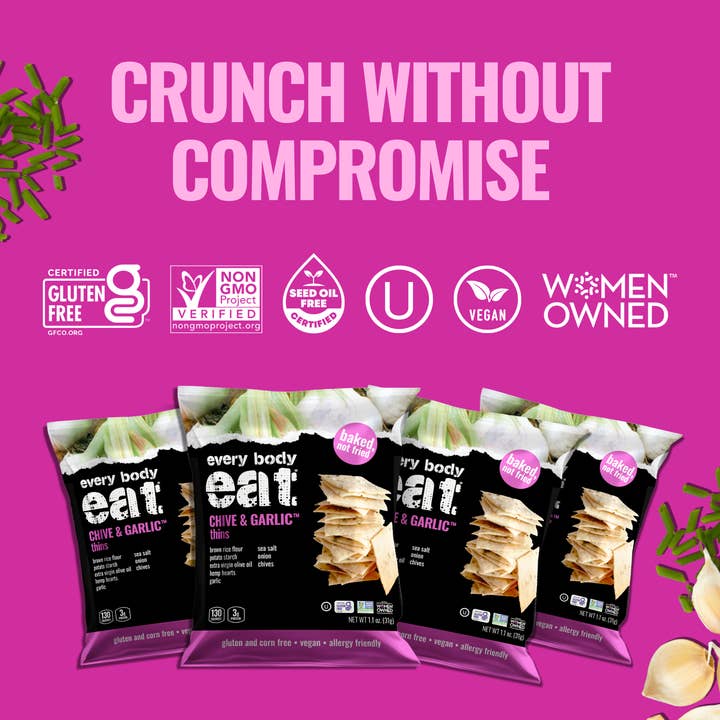 Every Body Eat® - Wholesale Crackers - Chive & Garlic Snack Thins 1.1oz3