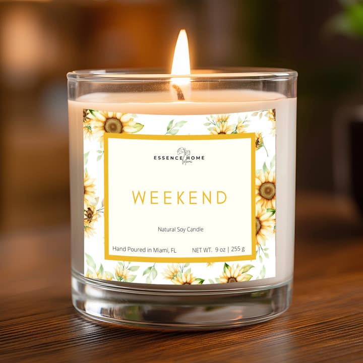 Weekend Candle 9 oz Soy Candle for wholesale by Essence Home Miami