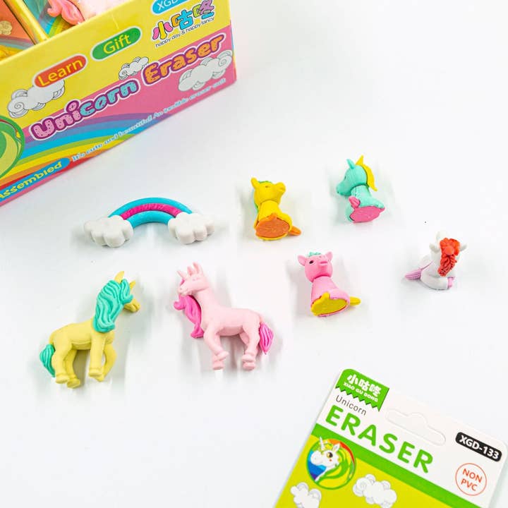 Great Playthings - Wholesale Eraser - Unicorn Series Mini Erasers Card
