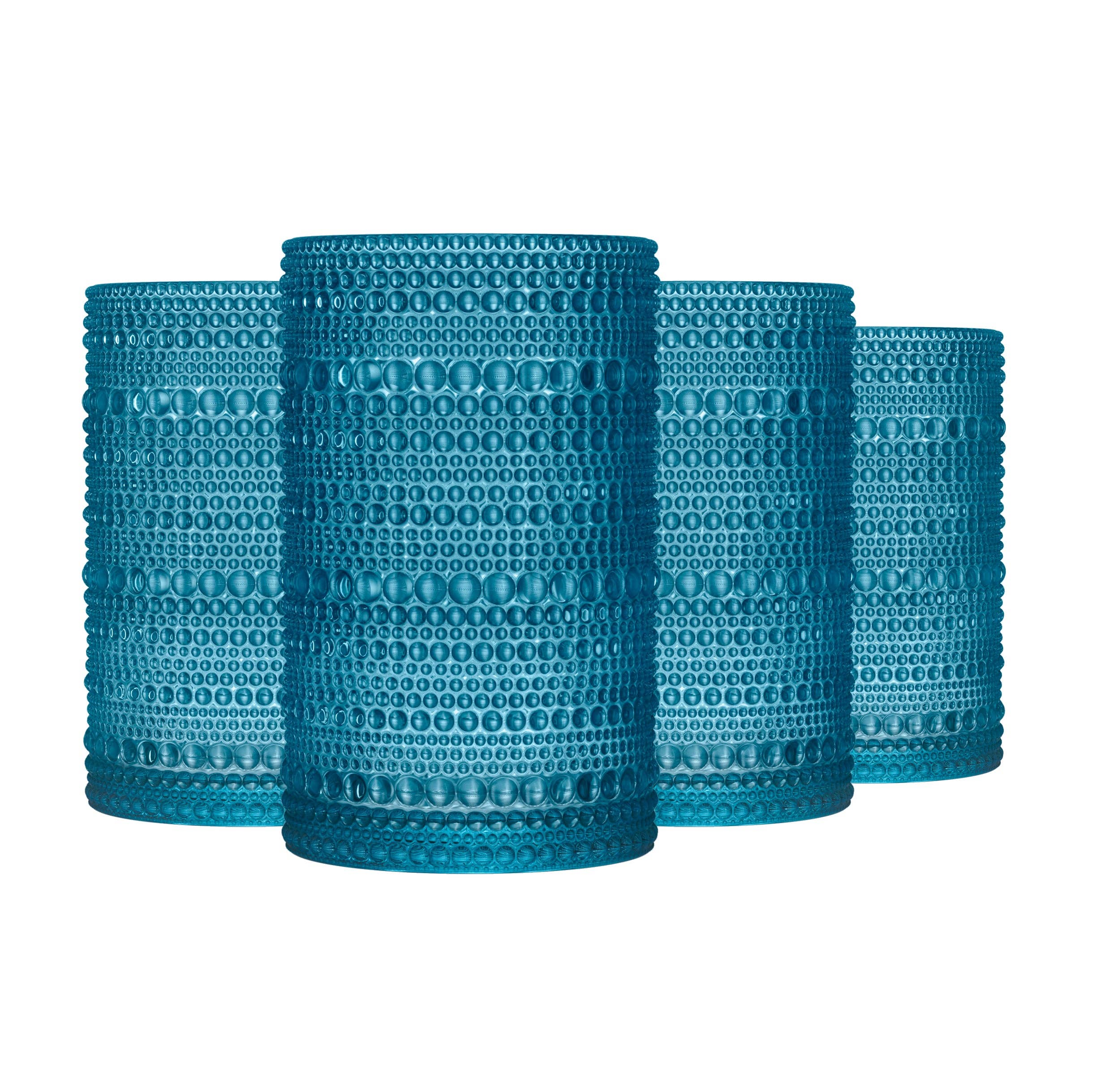 Greenline Goods - Wholesale Drinking Glass/Cup - Hobnail Drinking Glasses - Blue 14 oz ( Set of 4 )0