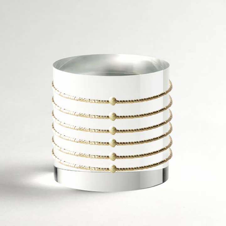 Lenny & Eva - Wholesale Bangle Bracelet - Sprinkles Adjustable Bangle-Gold | Delicate, Layering