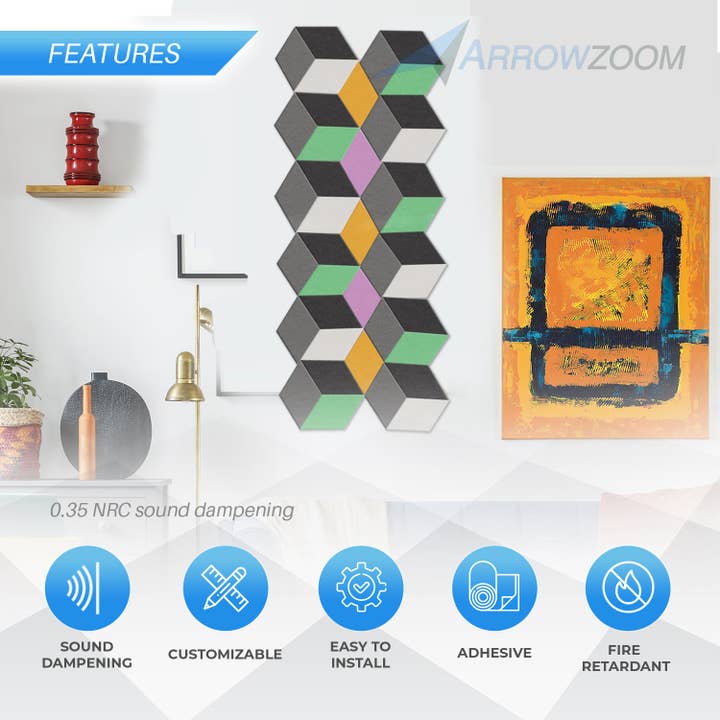 Arrow Zoom Limited - Vendita all'ingrosso Decorazione da parete 3D - Decorazione artistica in feltro a nido d'ape acustico estatico KK12721