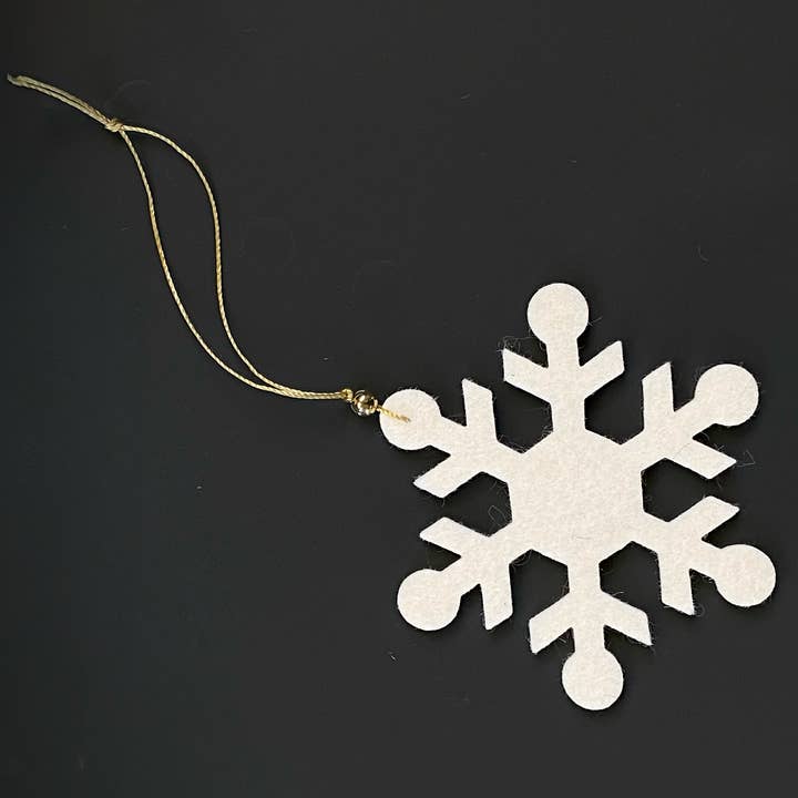 Ornement Flocon de Neige - Feutre de Laine 100% 3mm d'épaisseur, 3" de large pour la vente par Lion Looms