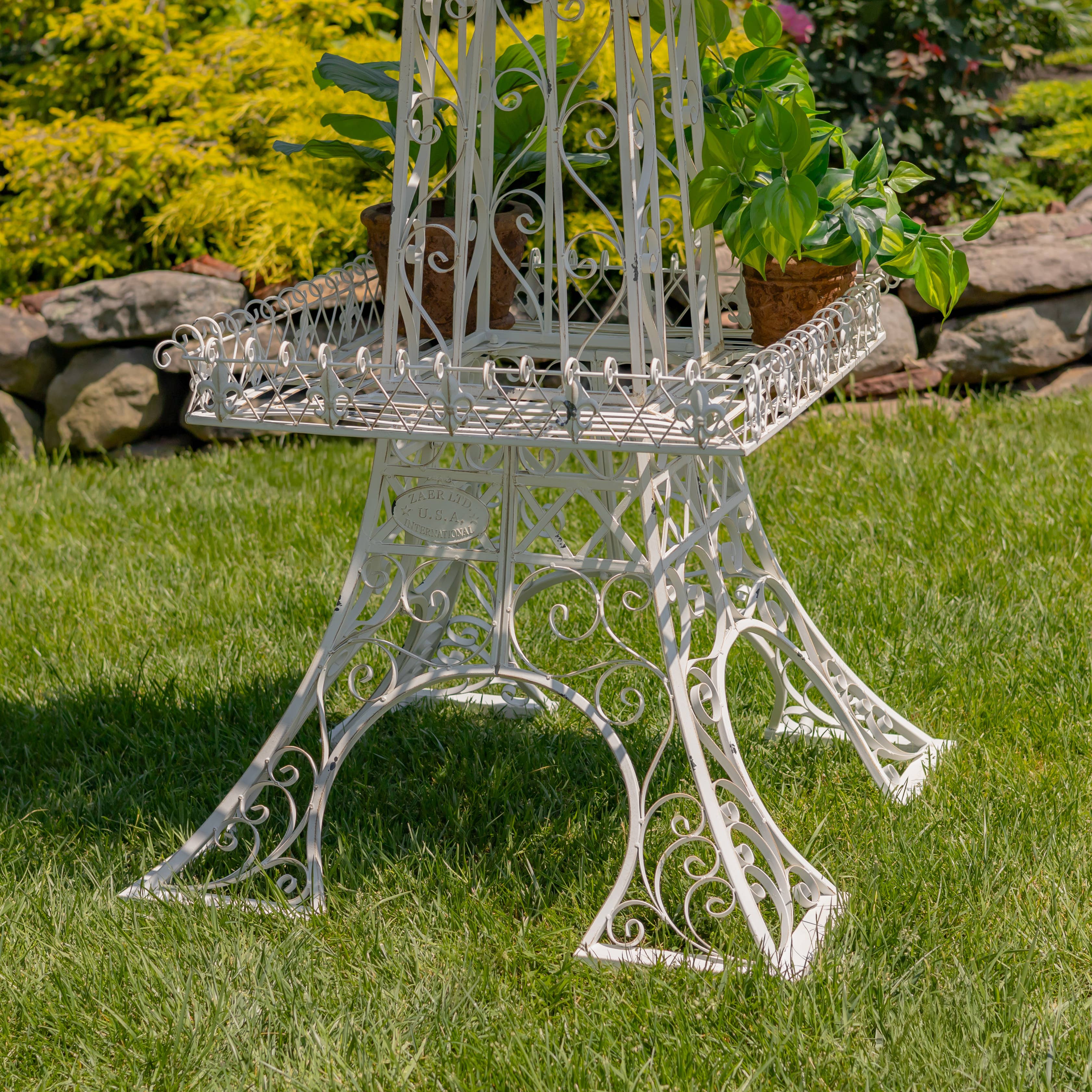 Zaer Ltd. International - Wholesale Plant Pot Stand - 9 Foot Tall Two-Tier Eiffel Tower Plant Stand- 3 Color Opt19