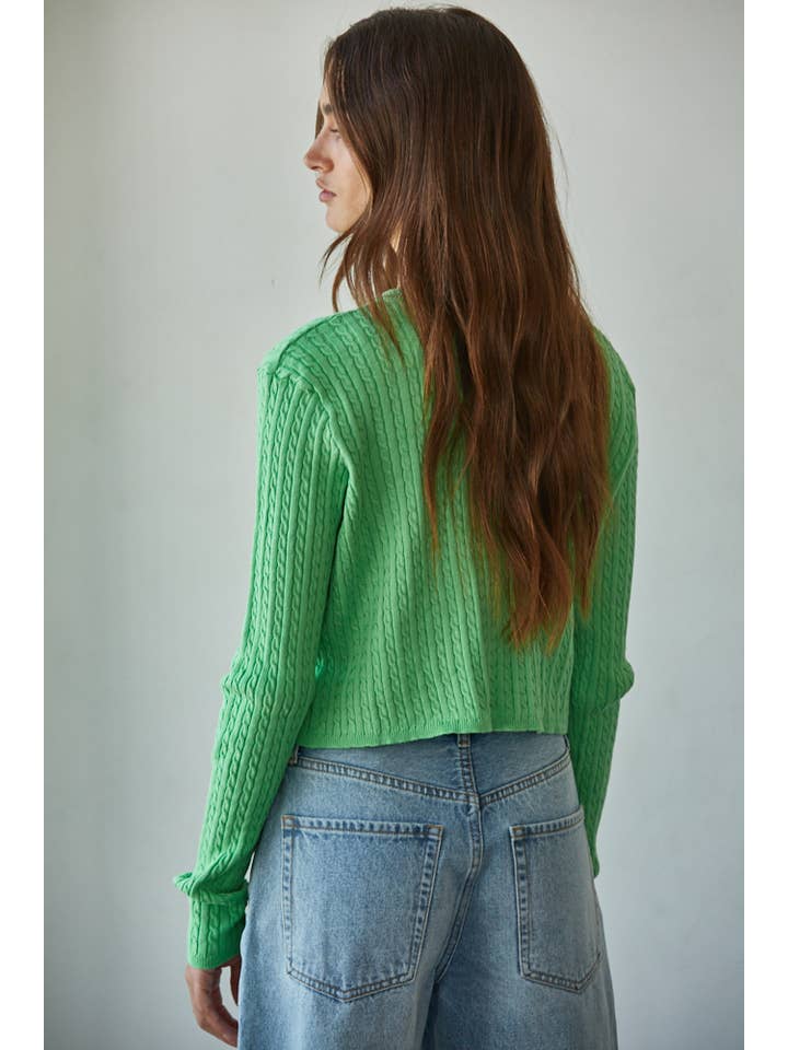 By Together - Wholesale Cardigan - Women's - W2108 | Knit Cable Sweater Cotton Button Down Cardigan Top