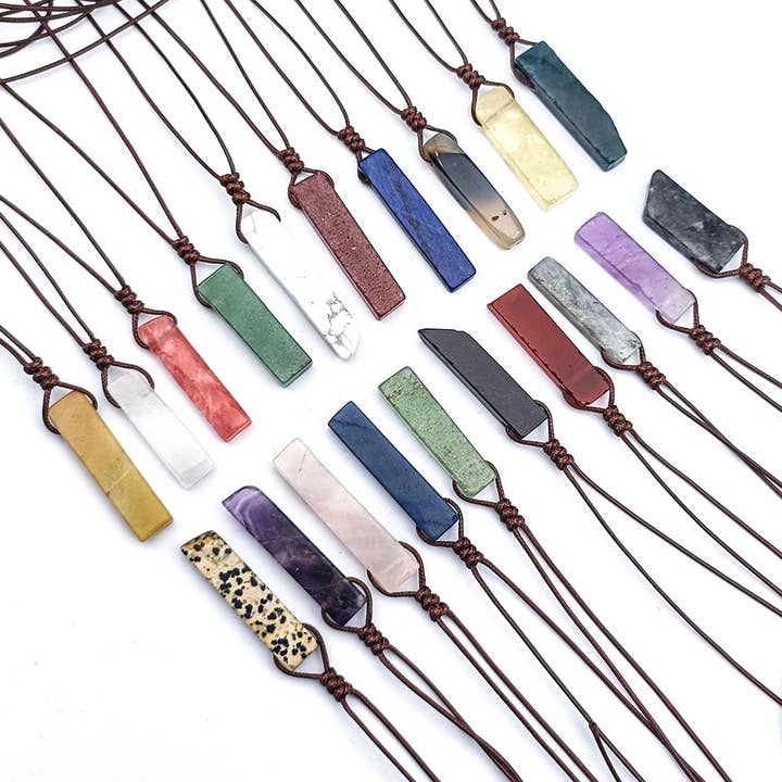 Gypsy Soul - Wholesale Pendant/Charm Necklace - Irregular Gemstone Bar Necklace - Assortment 12 Pcs