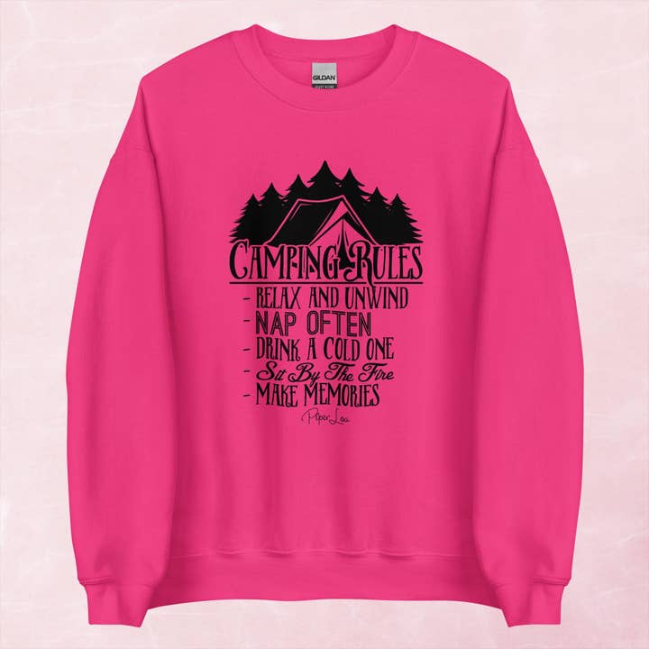 Piper Lou Collection - Wholesale Graphic sweatshirt – Women’s - Camping Rules Graphic Crewneck Sweatshirt7
