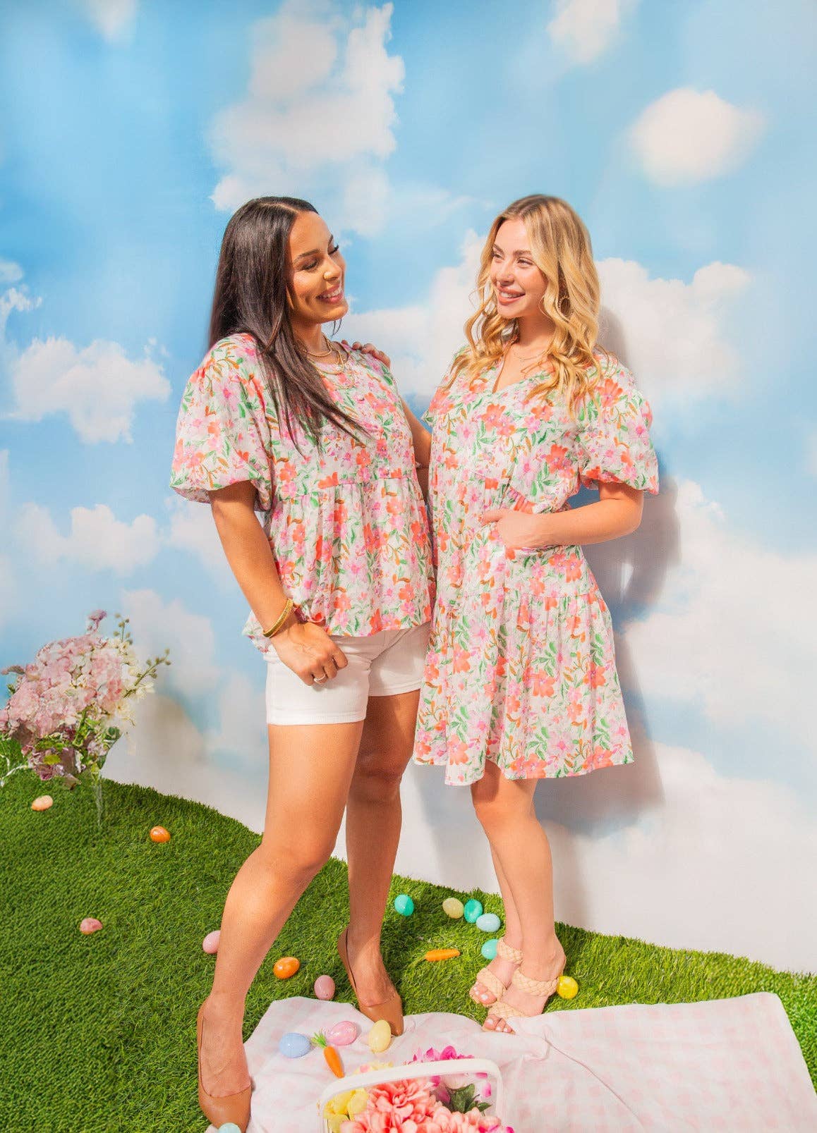 Floral Puff Sleeve Blouse, Watercolor Flowers for wholesale on Faire2