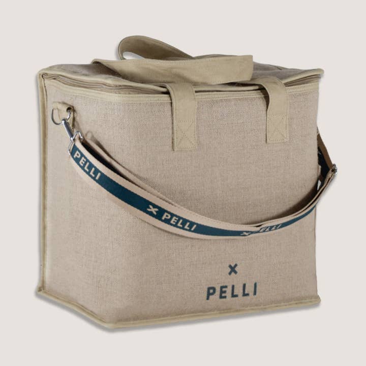 OK Chill Crossbody - Middelgrote koeltas van jute met schouderriem in naturel voor wholesale door Pelli Bags