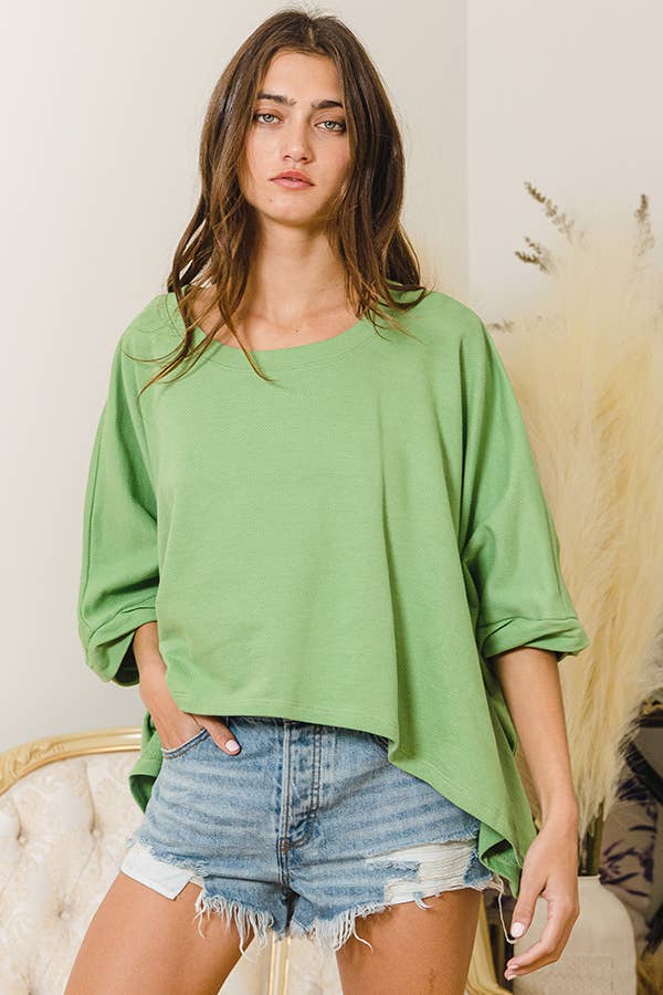 BUCKETLIST INC - Wholesale Knit Top - Women's - T1704D Solid French Terry Semi Crop Top8