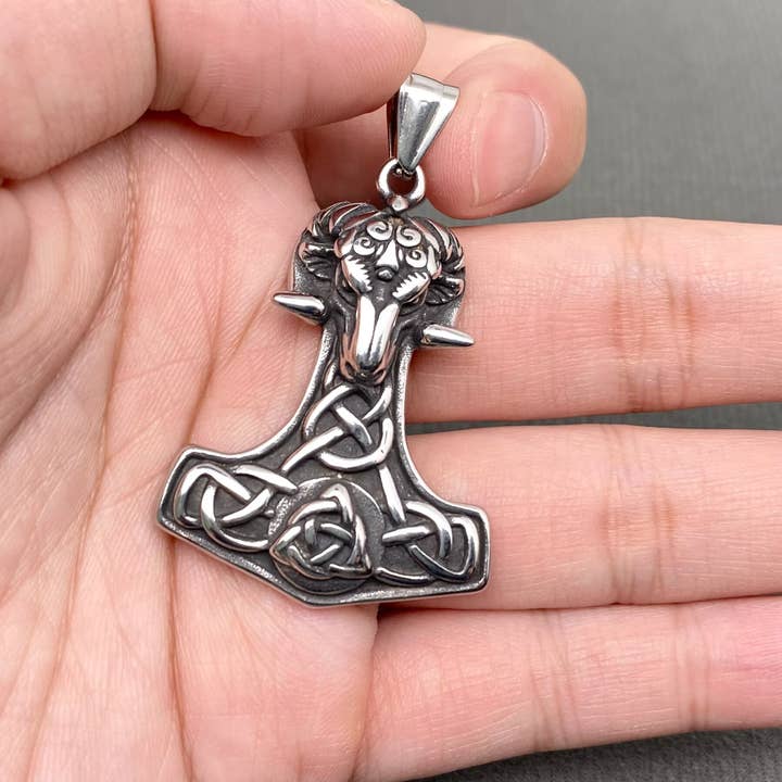 Personality Viking Sheep Head Titanium Steel Pendant -MJ/MNP for wholesale by Mio Queena
