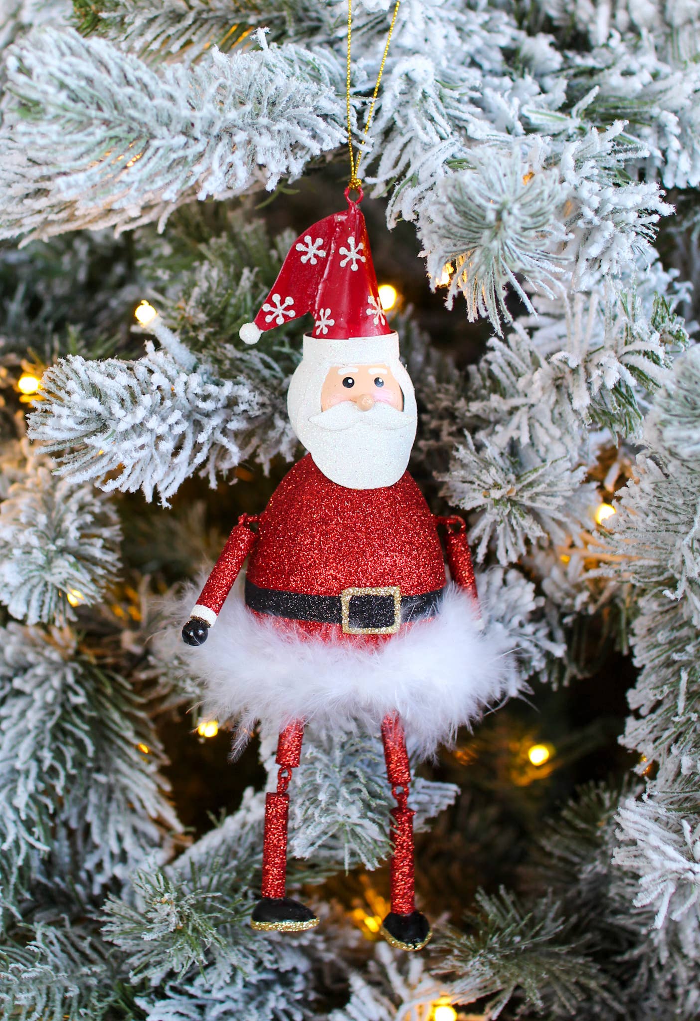 Dekorasyon Gifts  Decor - Vente Objets de décoration - Père Noël en étain de 9 pouces avec décoration sur les bras et les jambes pendants (multicolore)0