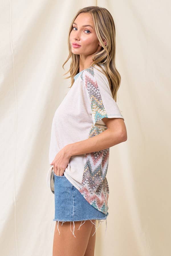 lovely melody - Wholesale T-Shirt - Women's - LMT3883-Lucianas aztect print top18