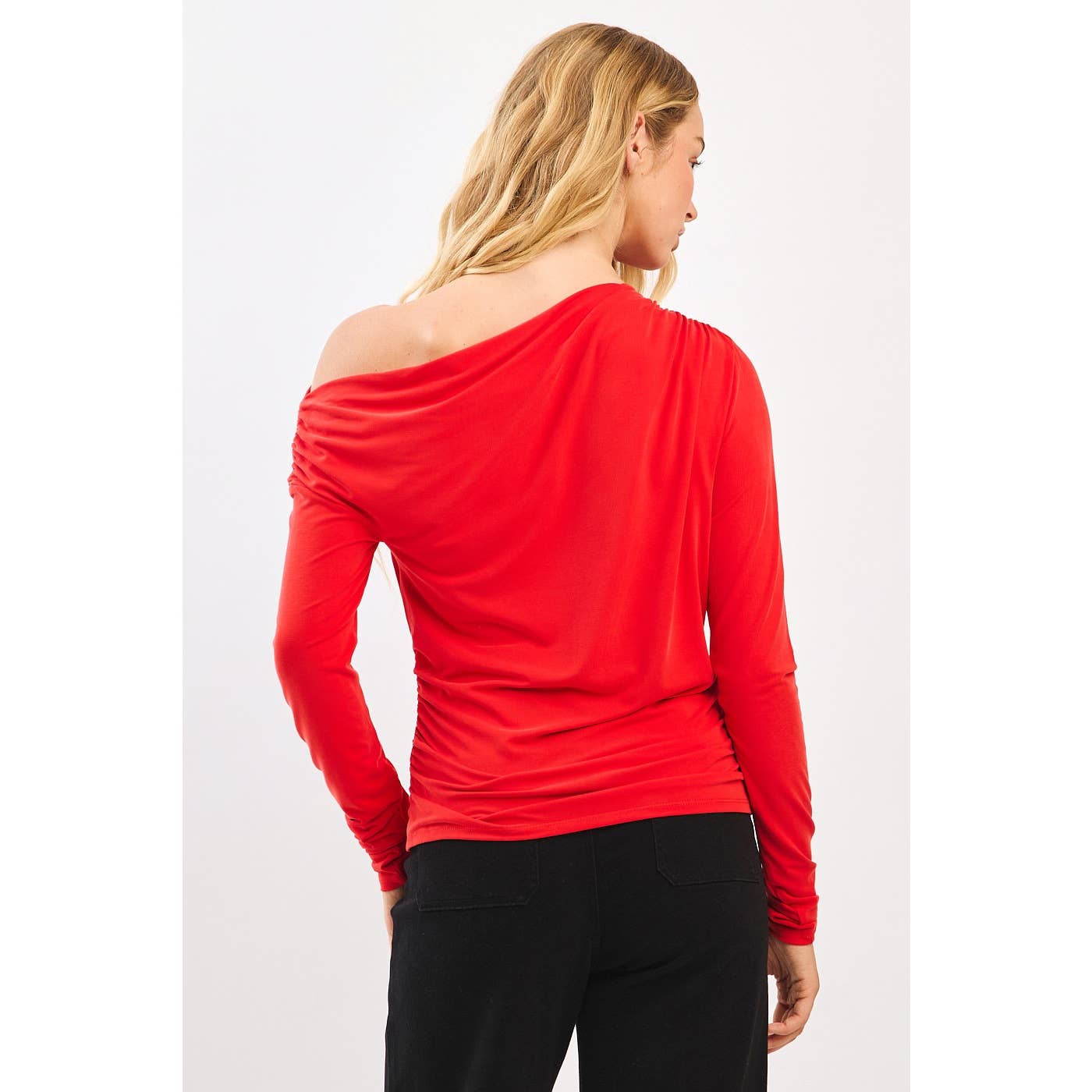 mittoshop - Wholesale Knit Top - Women's - ONE SHOULDER LONG SLEEVE DRAPE BRUSHED KNIT TOP12