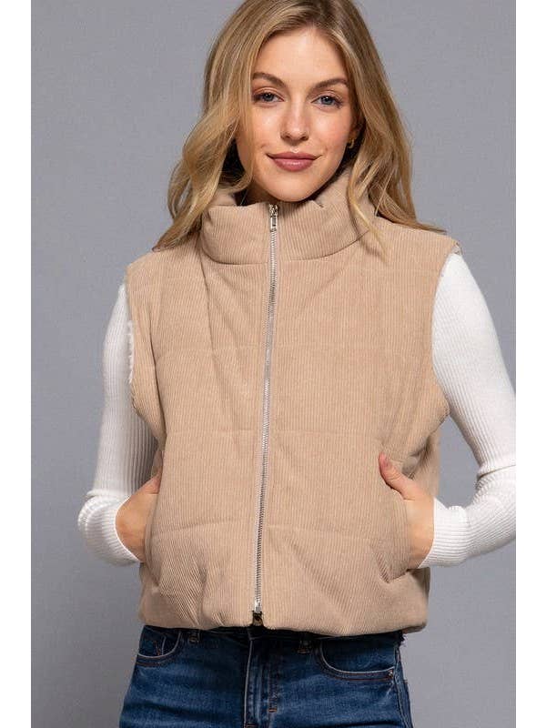 Vanilla Monkey - Wholesale Outerwear Vest - Women's - Corduroy Puffer Vest6