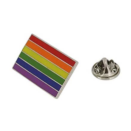 Gay Pride Standard Rectangle Flag LGBTQIA+ Enamel Pin for wholesale by WizardPins