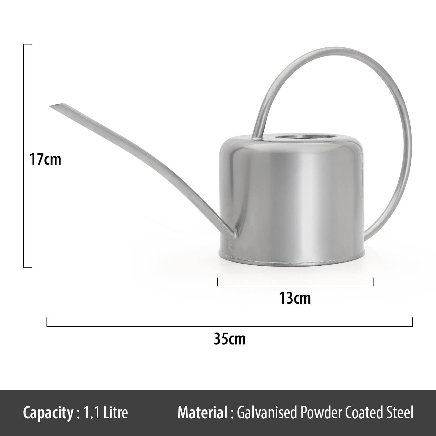 Wholesale Gifts Tomorrow - Wholesale Watering Can - Silver Small 1.1L Indoor Watering Can Metal Coated Steel2