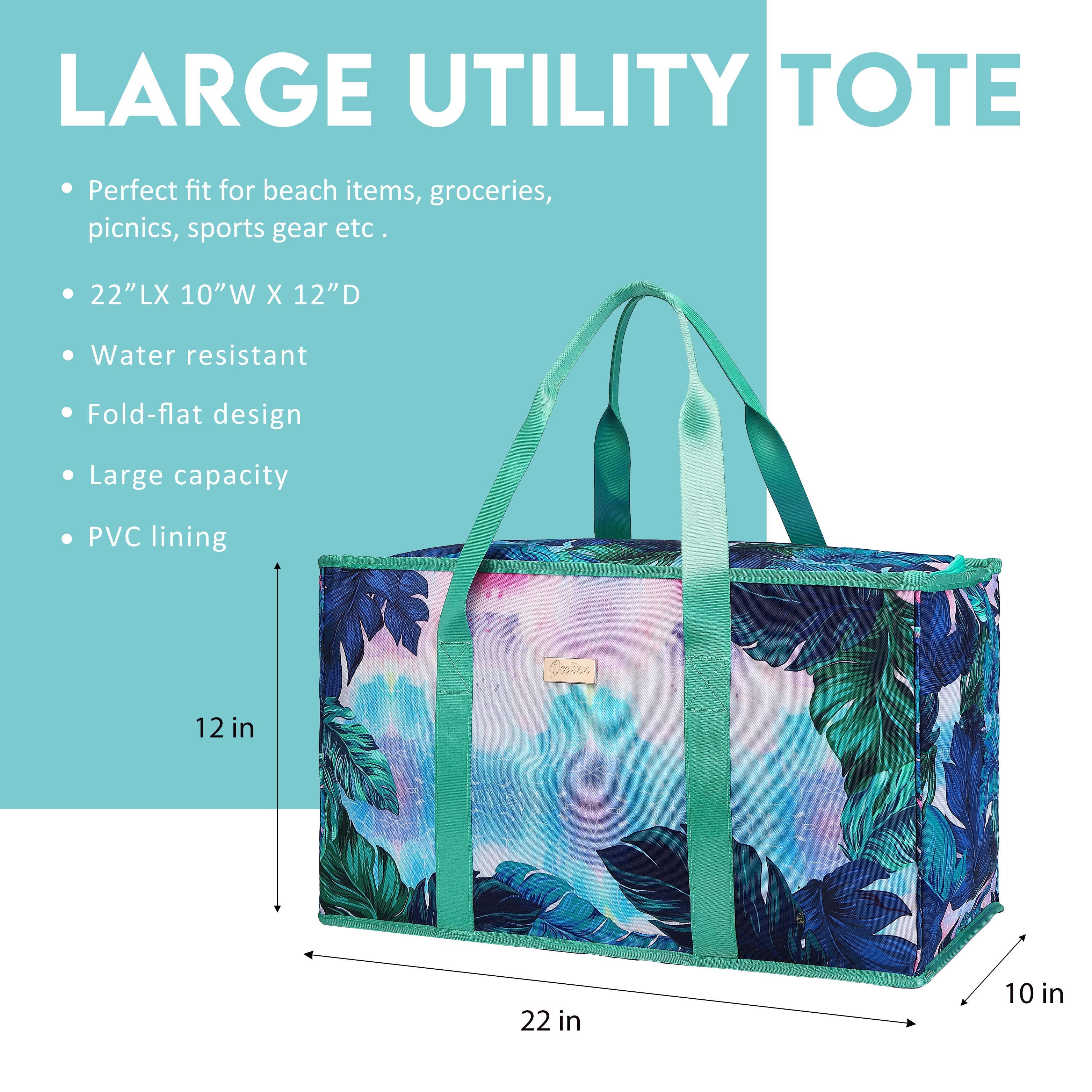 OEELINN - Wholesale Beach Bag - Teal Large Beach Utility Tote Bag with Sea Turtles Design2