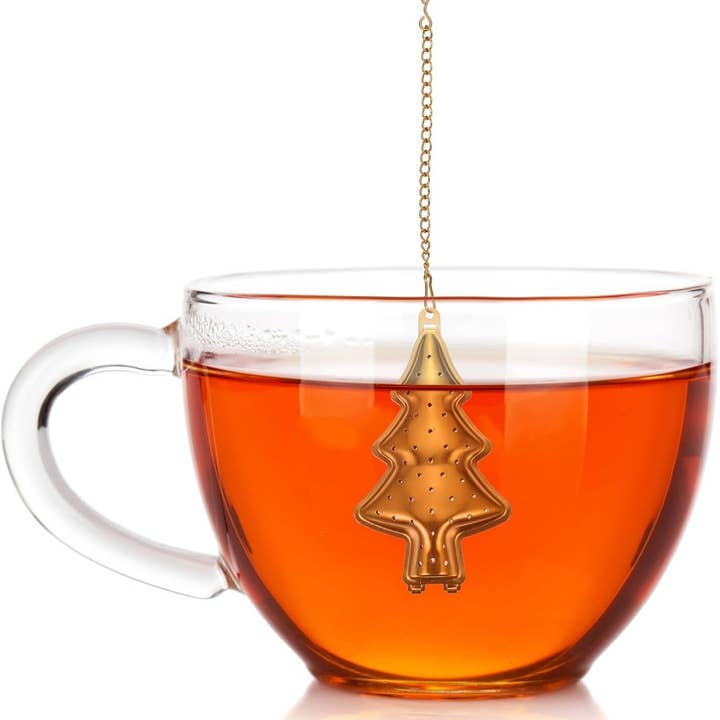 Magnifique Hearts - Wholesale Tea Strainer/Infuser - Beautiful Tree Stainless Steel Tea Infuser, Golden, Holidays