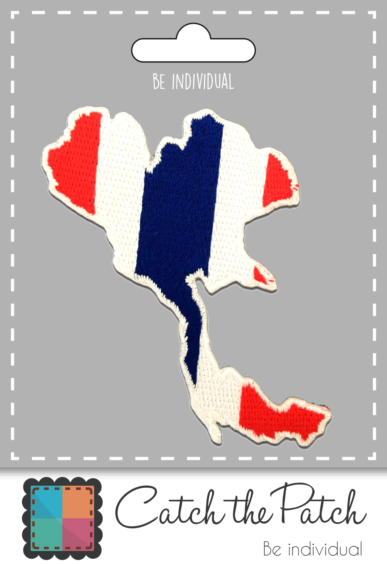 Iron-on Patch - Thailand flag white patch for wholesale on Faire1