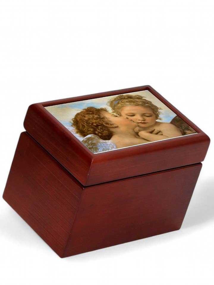 HOUTEN DOOS: Gevoerde theezakjes Houten doos met bedrukt tegeldeksel - Opera „L'Amour et Psyché” voor wholesale door SublimArt