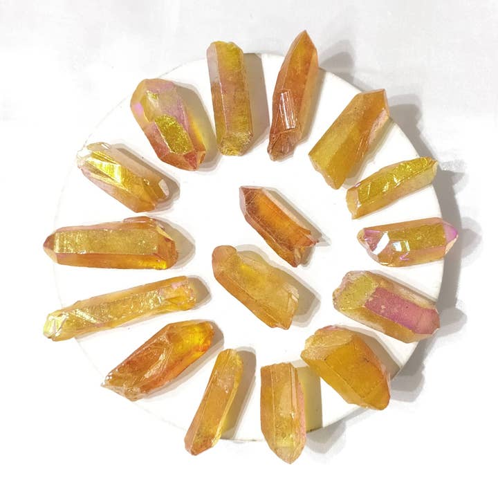 Angel Aura Quartz Point | Orange Aura Point | Raw Crystals for wholesale by Soothing Crystals