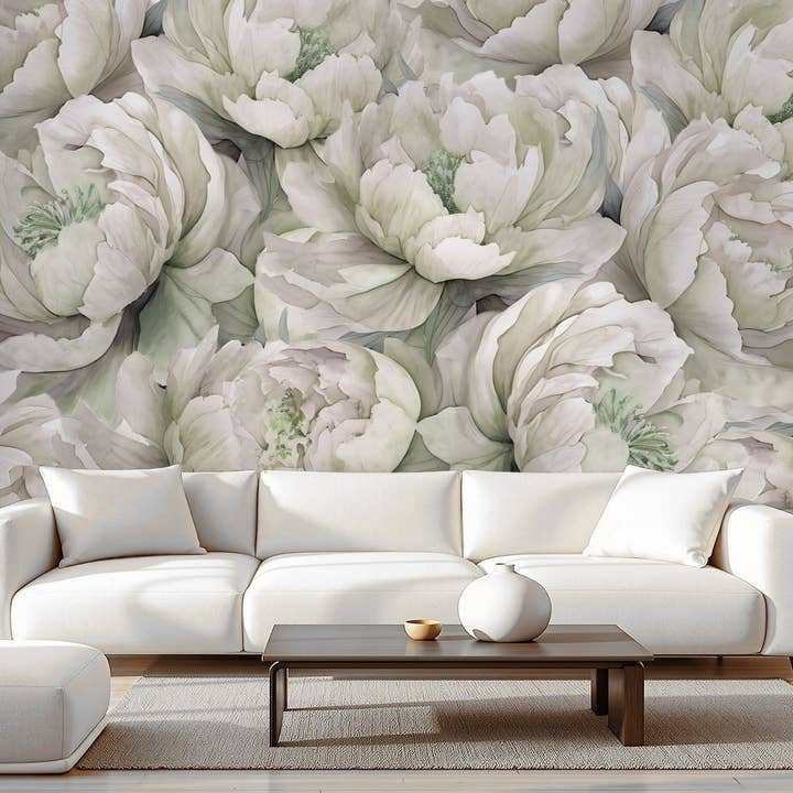 Big Floral Print Wall Wallpaper Mural in Peel & Stick Canvas Vinyl or Non-Woven for wholesale by ELOISE WORLD STUDIO