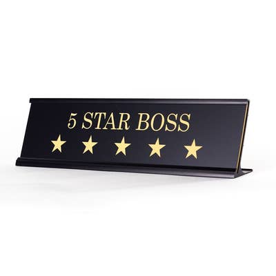 5 Star Boss - Black Desk Name Plate for wholesale by All Quality