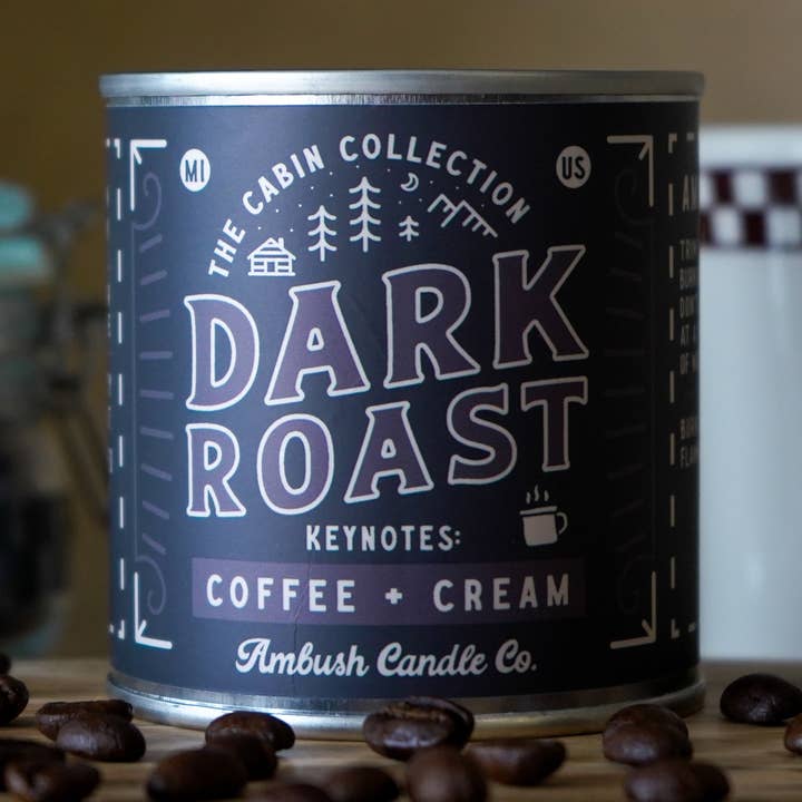 Ambush Candle Co. - Venta al por mayor Velas en tarros - Dark Roast | Vela de soja de 8 oz con café y crema0