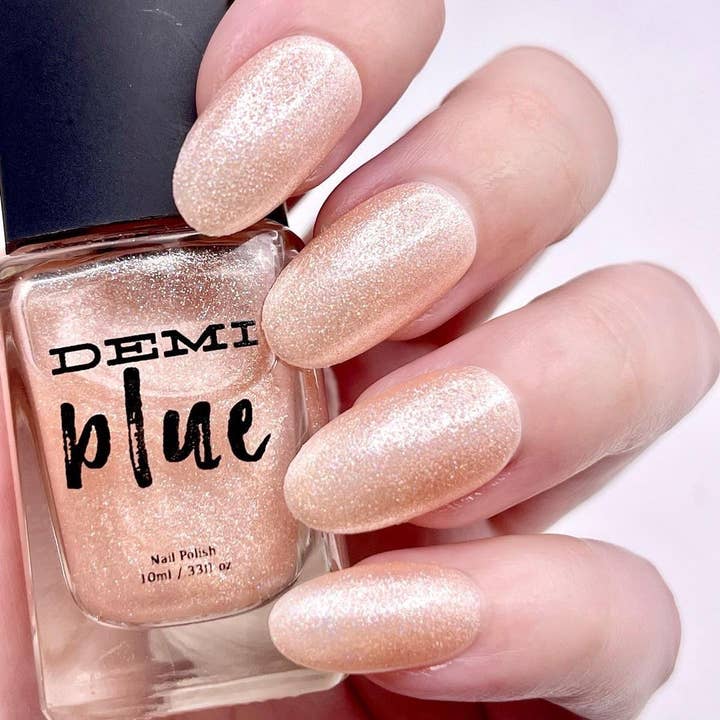 Pearls and Lace – Light Pink Glitter Vegan Nail Polish for wholesale by DEMIblue Clean and Vegan Nail Polish