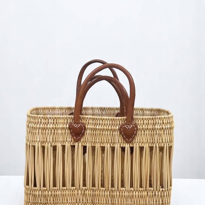 Melecraft - Wholesale Basket - Natural Straw Tote with Leather or Rope Handles8